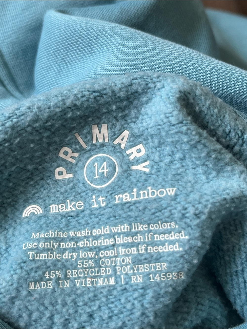 Primary Kids Light Blue Fleece Sweatshirt - Picture 5 of 6